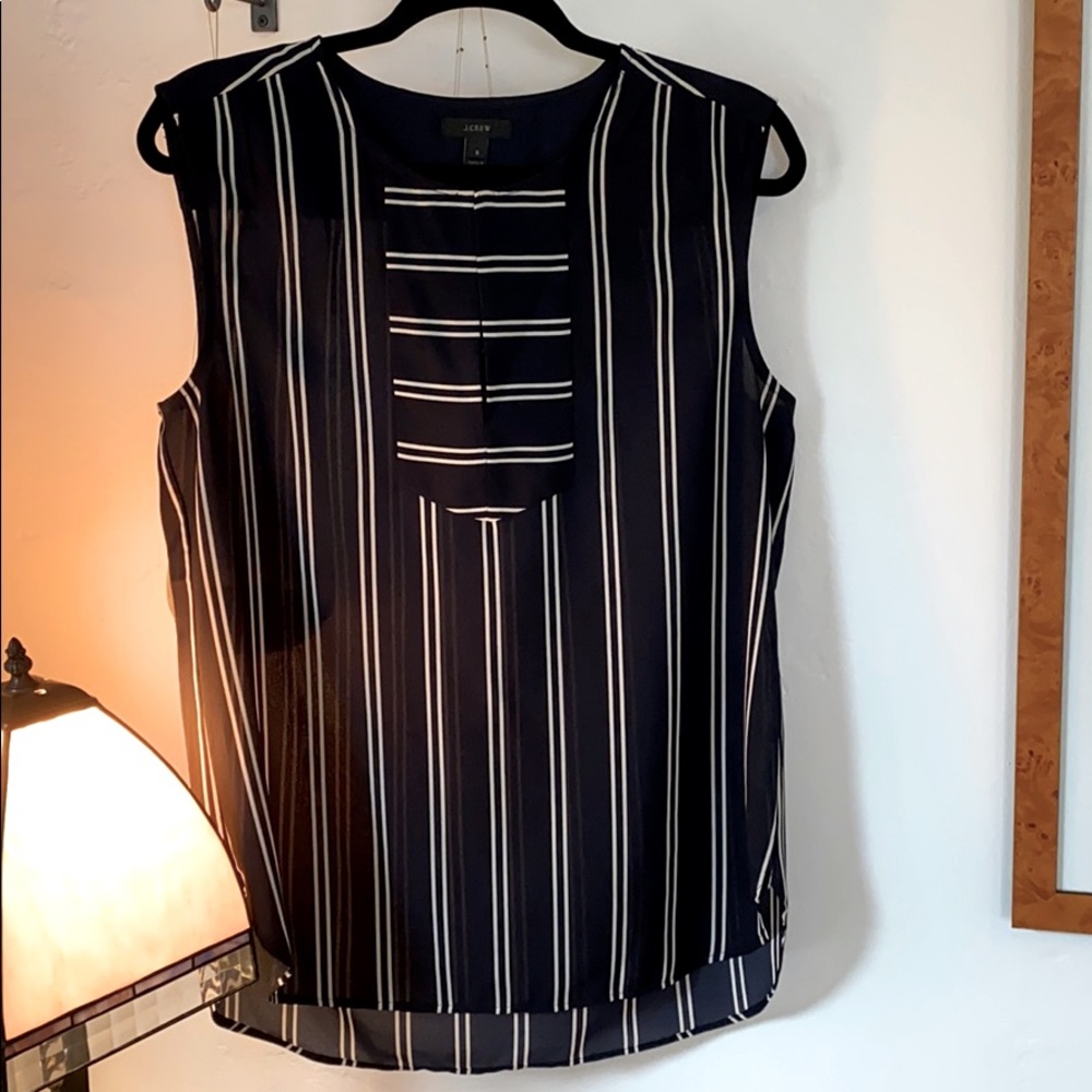J. Crew Navy and White Striped Blouse